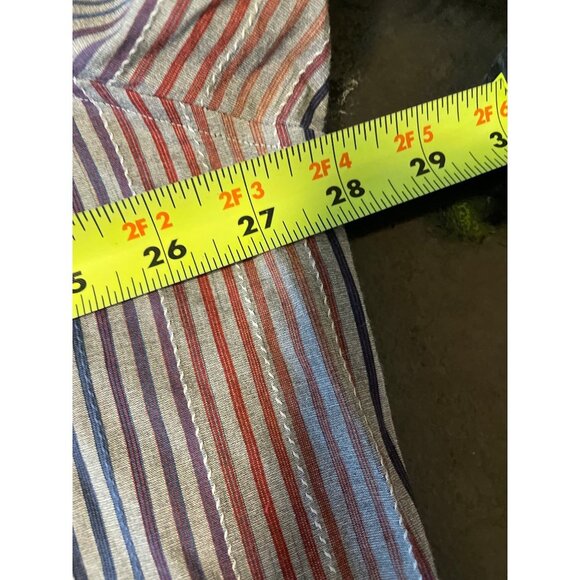 Visconti Gray Vertical Multicolor Striped Button Down Mens Shirt Sz 2XB - Picture 8 of 10